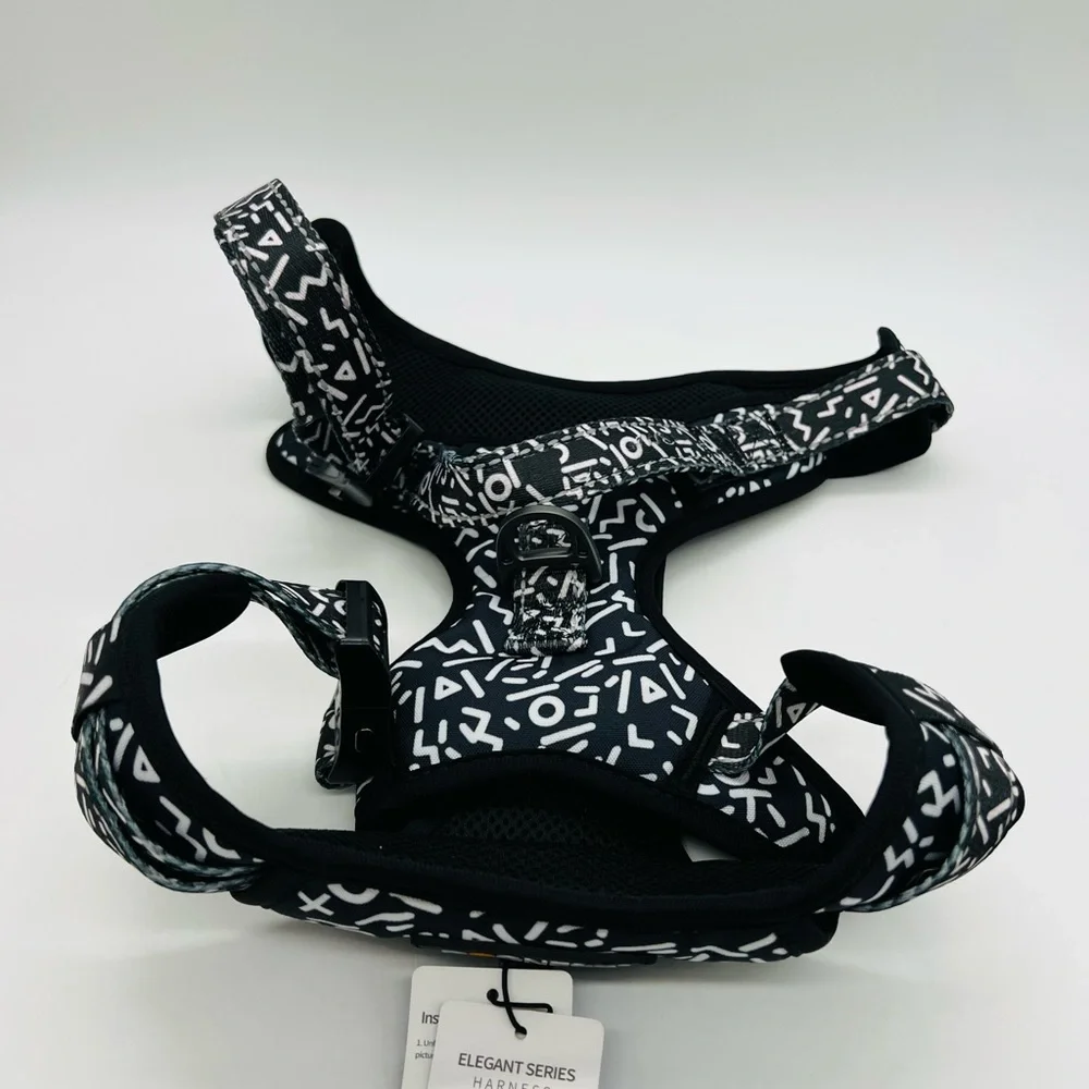 Dogness Dog Harness Elegant Series - Black & White Pattern Size XL NWT
